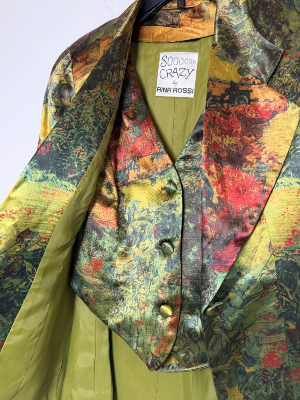 Rina Rossi Soooo Crazy Abstract Art Print Rayon Acetate Blazer Jacket